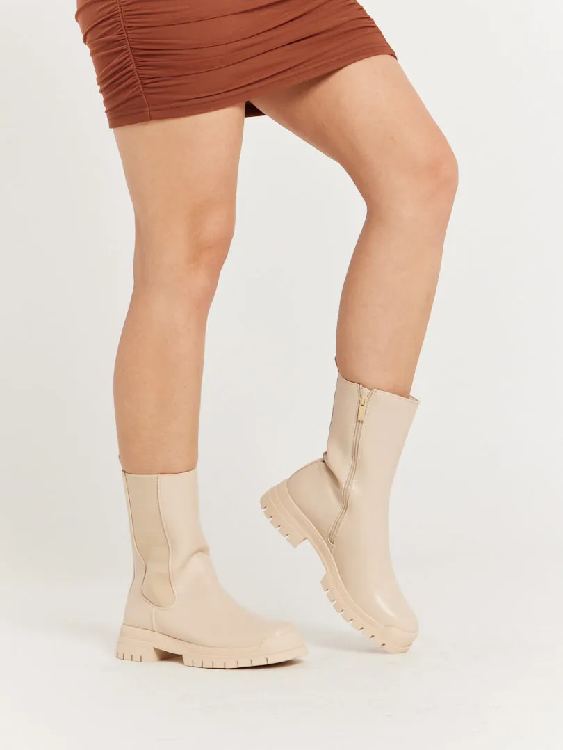 Bottines mi hautes beiges