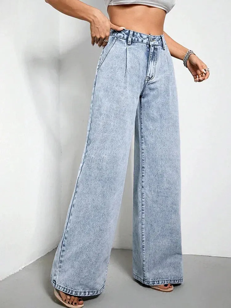 Casual Loose High-Waisted All-Match Wide Leg Streetwear Jeans