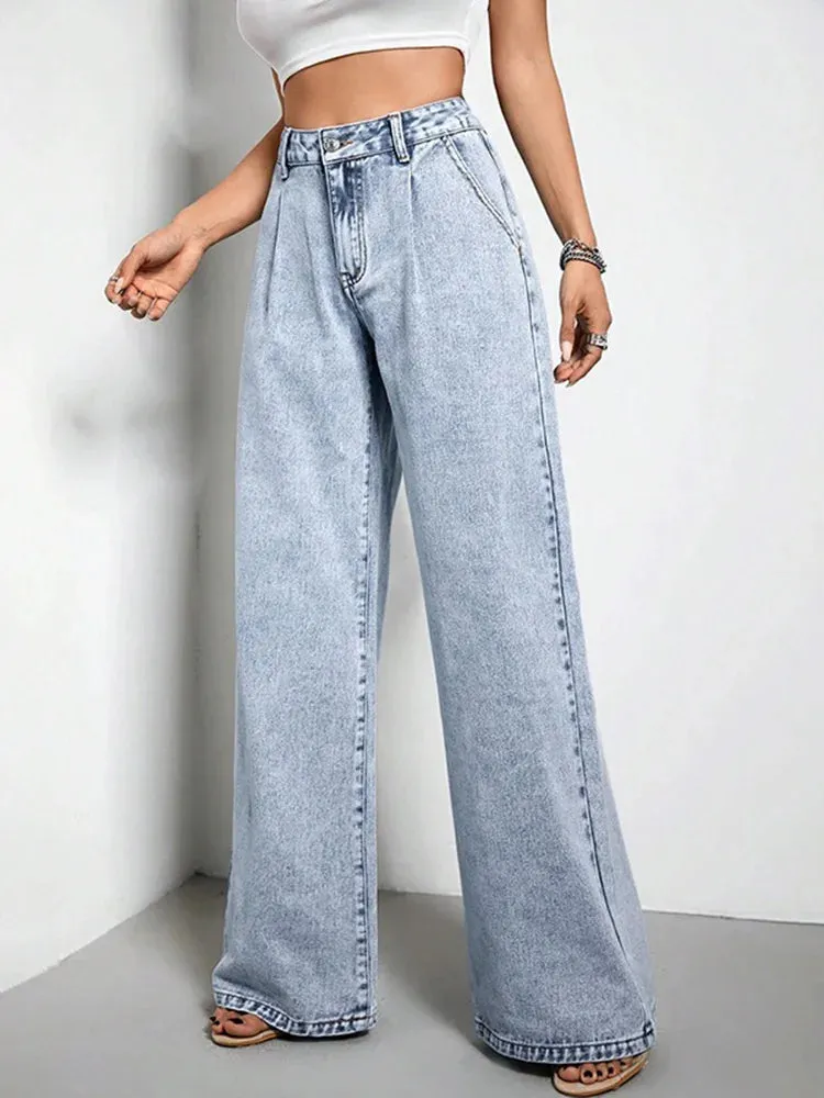 Casual Loose High-Waisted All-Match Wide Leg Streetwear Jeans