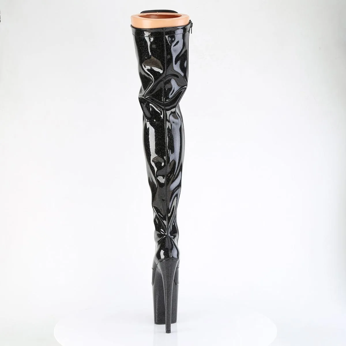 FLAMINGO-3020GP Black Glitter Pat Thigh Boots