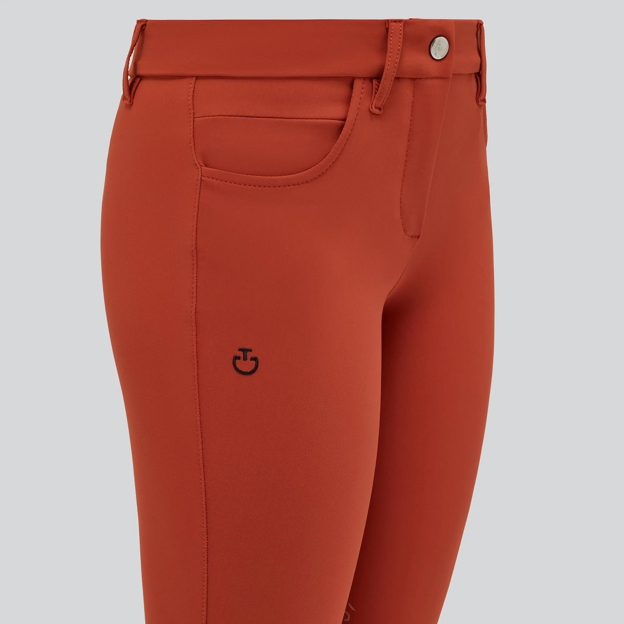 Girls' Knee Grip Riding Breeches Brick Orange