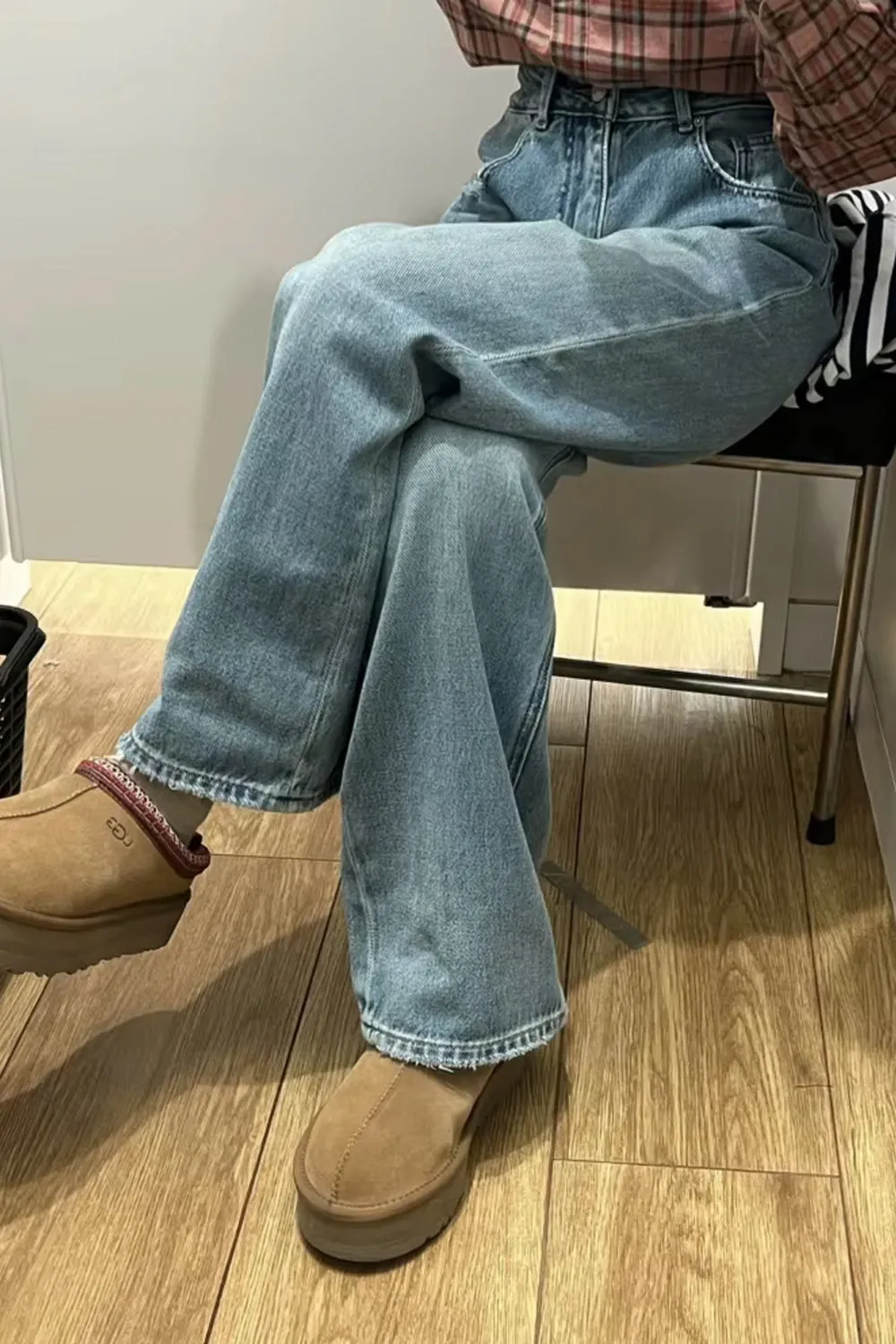 High Waist Retro Style Basic Long Jeans Pants