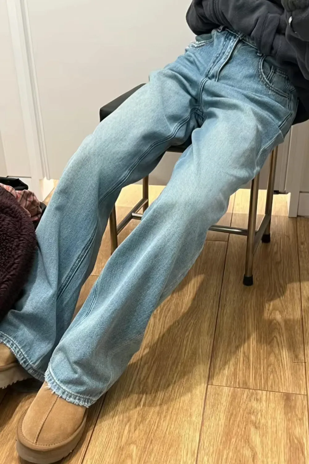 High Waist Retro Style Basic Long Jeans Pants