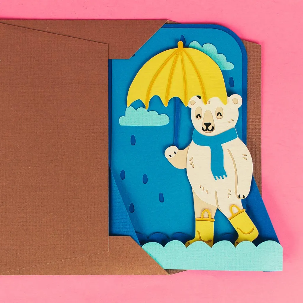 Rainy Day Bear Box Card from @FurrowandFeather