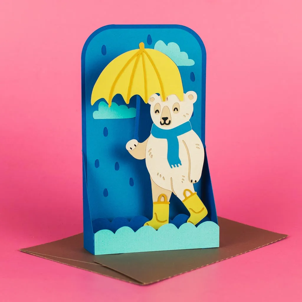 Rainy Day Bear Box Card from @FurrowandFeather